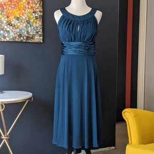 Connected Apparel teal chiffon dress